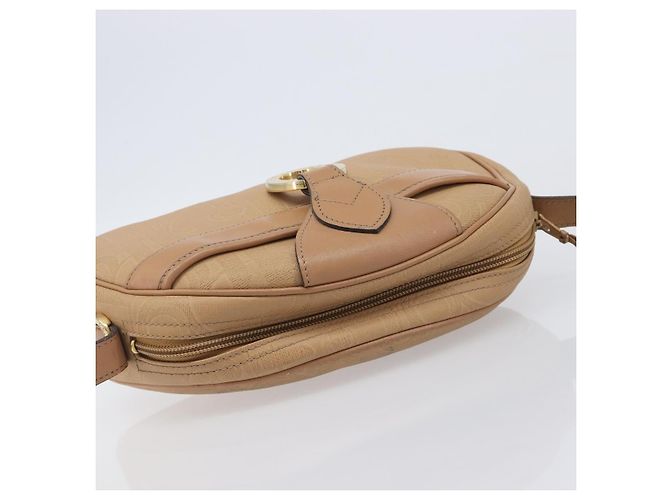 Borsa a tracolla ovale Christian Dior Trotter Canvas PVC Beige Gold Auth ki6915A - vista 8