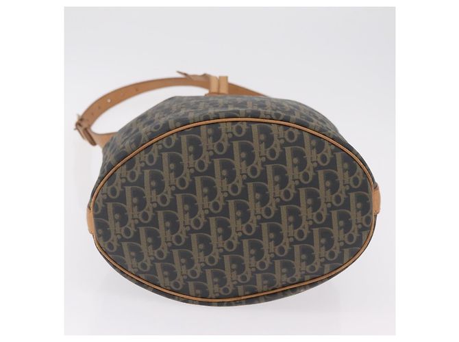Bolso de hombro Christian Dior Trotter Canvas PVC Navy Gold Auth 203833 Dorado Azul marino - vista 12