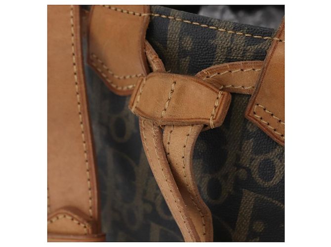 Bolso de hombro Christian Dior Trotter Canvas PVC Navy Gold Auth 203833 Dorado Azul marino - vista 18