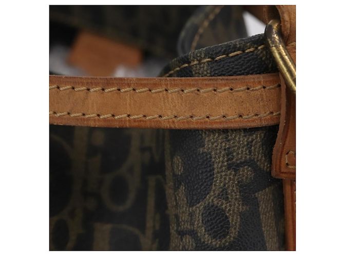 Bolso de hombro Christian Dior Trotter Canvas PVC Navy Gold Auth 203833 Dorado Azul marino - vista 19