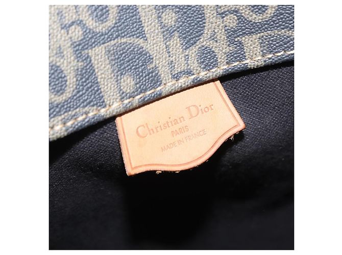 Bolso de hombro Christian Dior Trotter Canvas PVC Navy Gold Auth 203833 Dorado Azul marino - vista 21