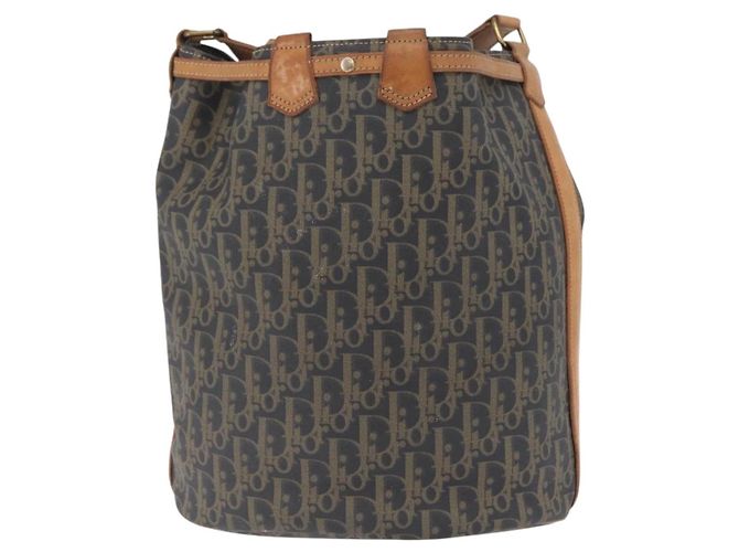 Bolso de hombro Christian Dior Trotter Canvas PVC Navy Gold Auth 203833 Dorado Azul marino - vista 3