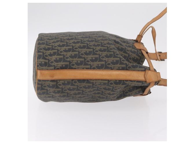 Bolso de hombro Christian Dior Trotter Canvas PVC Navy Gold Auth 203833 Dorado Azul marino - vista 4
