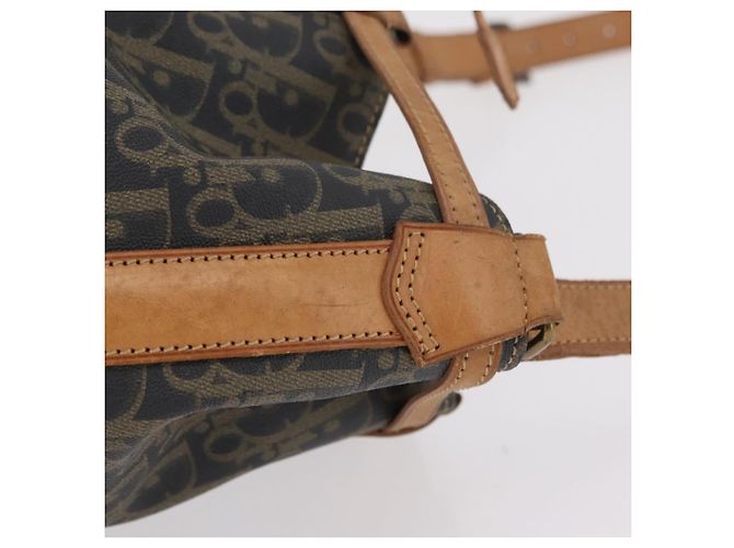 Bolso de hombro Christian Dior Trotter Canvas PVC Navy Gold Auth 203833 Dorado Azul marino - vista 5