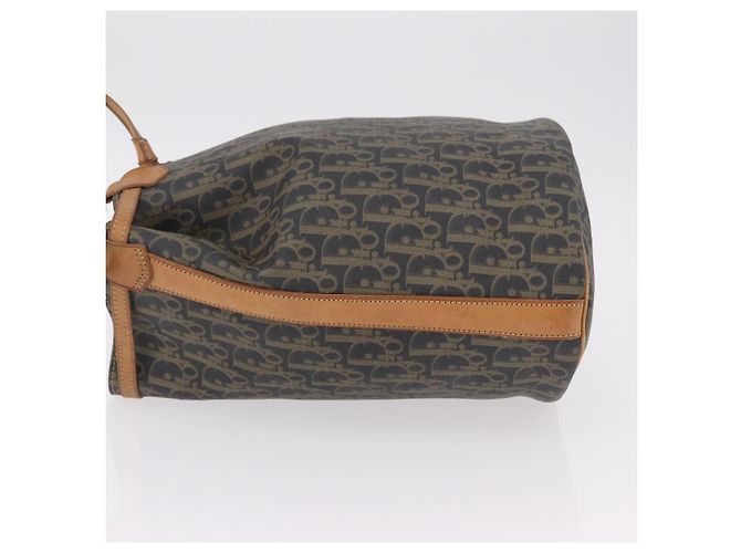 Bolso de hombro Christian Dior Trotter Canvas PVC Navy Gold Auth 203833 Dorado Azul marino - vista 6