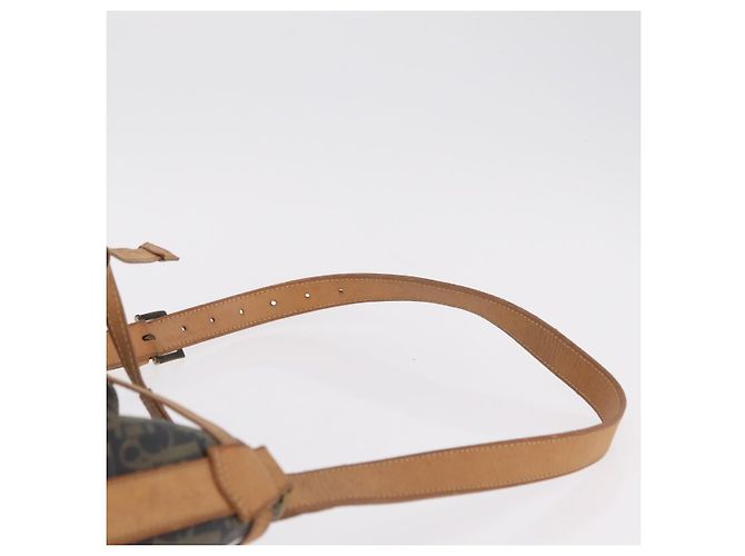 Bolso de hombro Christian Dior Trotter Canvas PVC Navy Gold Auth 203833 Dorado Azul marino - vista 9