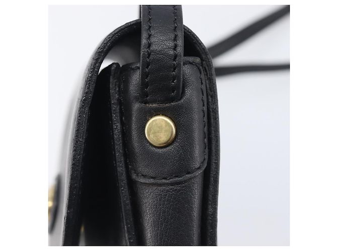 Céline Bolsa de ombro bucket CELINE Sangle em couro preto e dourado Auth ep16425 - vista 15