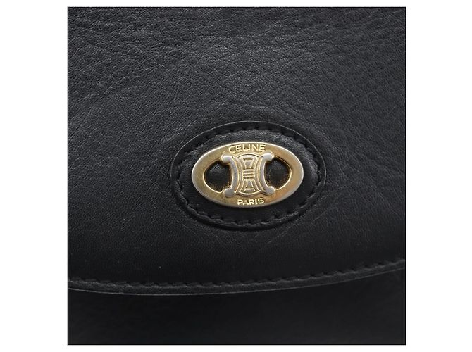 Céline Bolsa de ombro bucket CELINE Sangle em couro preto e dourado Auth ep16425 - vista 16