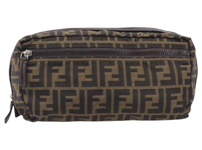 FENDI Zucca Canvas Clutch Tasche Schwarz Braun Auth 208796A - Ansicht 2