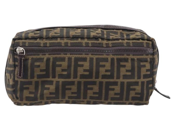 FENDI Zucca Canvas Clutch Tasche Schwarz Braun Auth 208796A - Ansicht 3