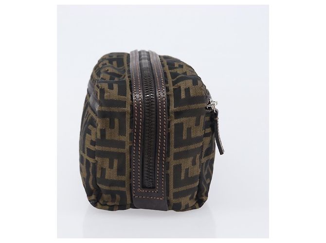 FENDI Zucca Canvas Clutch Tasche Schwarz Braun Auth 208796A - Ansicht 4