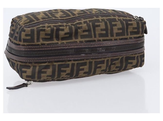 FENDI Zucca Canvas Clutch Tasche Schwarz Braun Auth 208796A - Ansicht 6