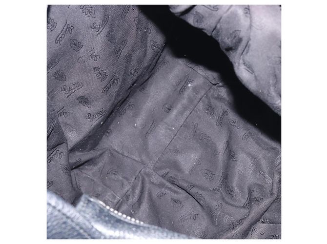 Borsa a tracolla GUCCI Bamboo in pelle nera e argento 232930 Auth 205316A Nero - vista 20