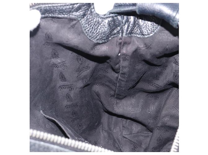 Borsa a tracolla GUCCI Bamboo in pelle nera e argento 232930 Auth 205316A Nero - vista 22