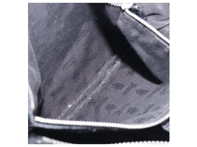 Borsa a tracolla GUCCI Bamboo in pelle nera e argento 232930 Auth 205316A Nero - vista 24