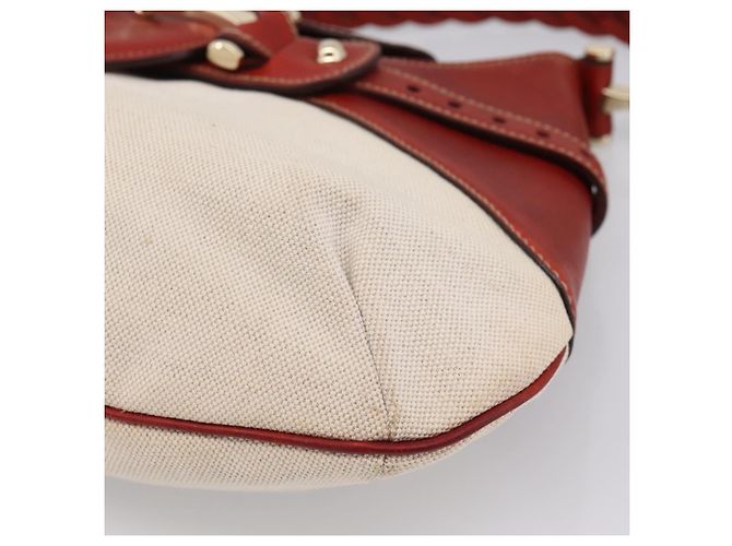 Borsa a tracolla GUCCI Horsebit Canvas Ivory Gold 137592 Auth BA15852A - vista 10