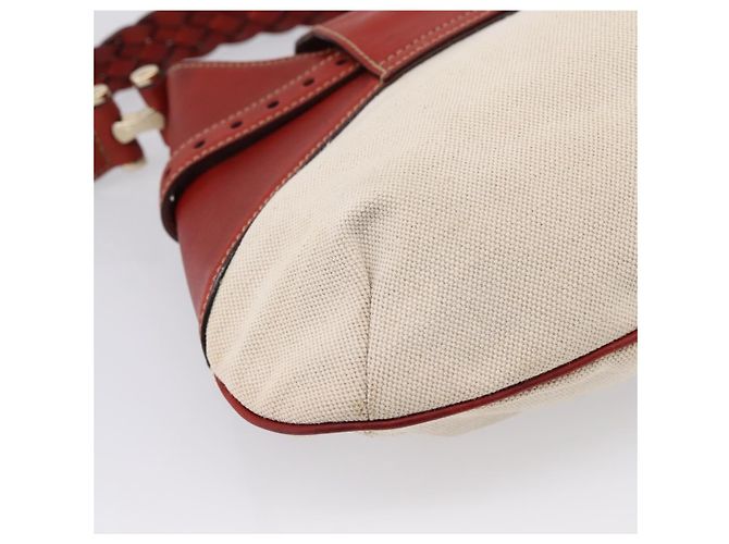 Borsa a tracolla GUCCI Horsebit Canvas Ivory Gold 137592 Auth BA15852A - vista 13