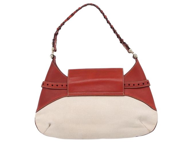 Borsa a tracolla GUCCI Horsebit Canvas Ivory Gold 137592 Auth BA15852A - vista 3