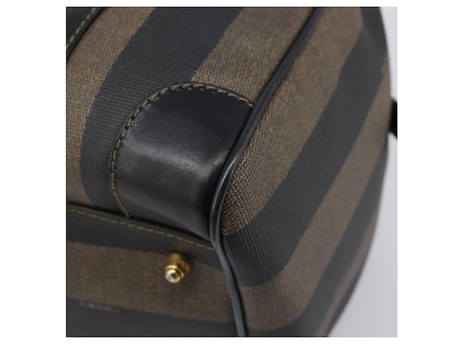 Pequin Sac à main FENDI Pecan Canvas PVC Noir Marron Auth ep16390 - vue 14