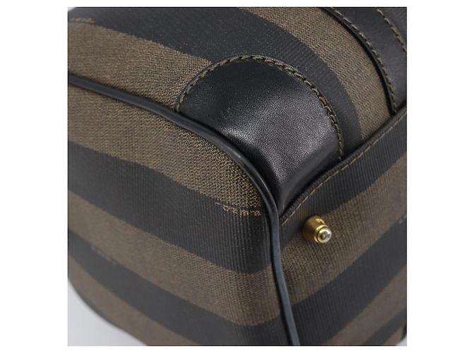 Pequin Sac à main FENDI Pecan Canvas PVC Noir Marron Auth ep16390 - vue 15