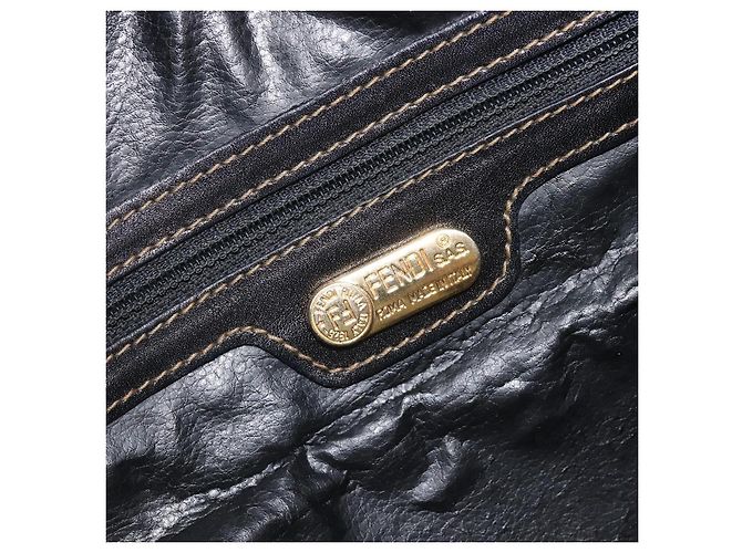 Pequin Sac à main FENDI Pecan Canvas PVC Noir Marron Auth ep16390 - vue 21