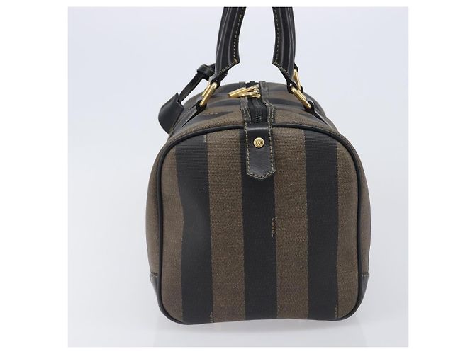 Pequin Sac à main FENDI Pecan Canvas PVC Noir Marron Auth ep16390 - vue 4