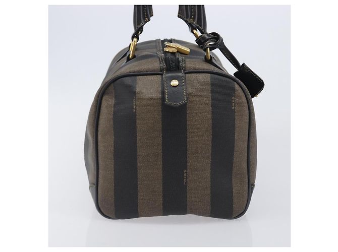 Pequin Sac à main FENDI Pecan Canvas PVC Noir Marron Auth ep16390 - vue 5