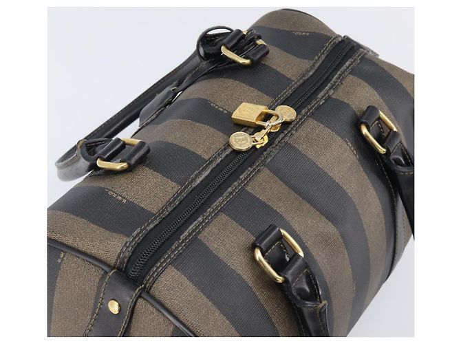 Pequin Sac à main FENDI Pecan Canvas PVC Noir Marron Auth ep16390 - vue 6