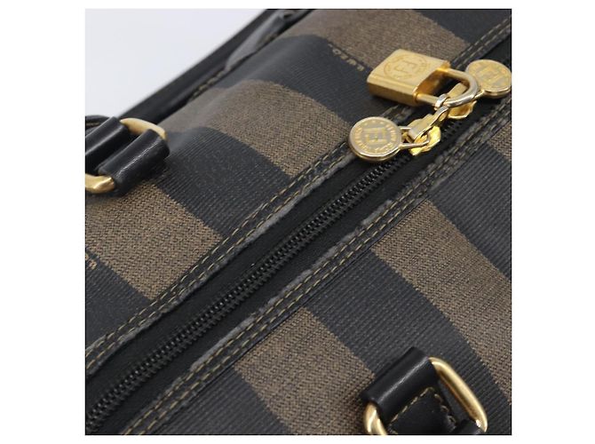 Pequin Sac à main FENDI Pecan Canvas PVC Noir Marron Auth ep16390 - vue 7