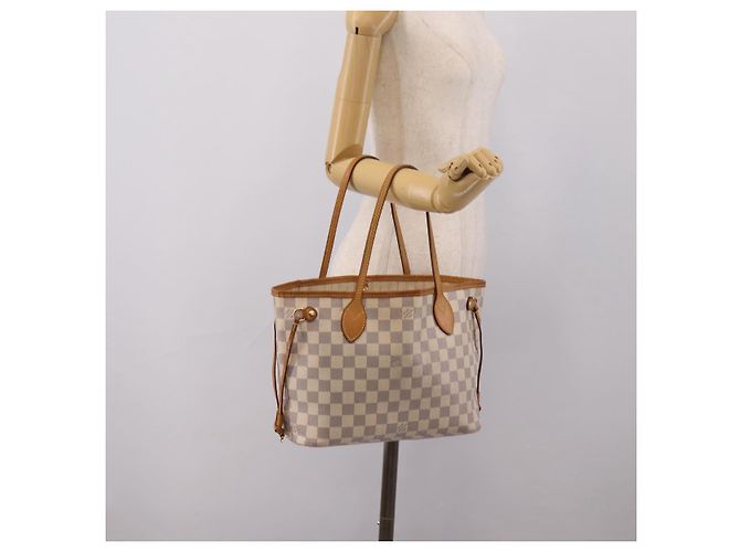 Borsa Tote LOUIS VUITTON Damier Azur Neverfull PM N41362 LV Auth 207748A - vista 28