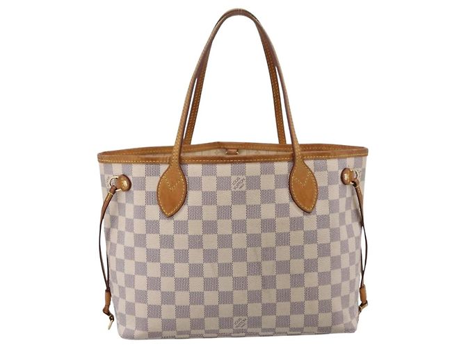 Borsa Tote LOUIS VUITTON Damier Azur Neverfull PM N41362 LV Auth 207748A - vista 3