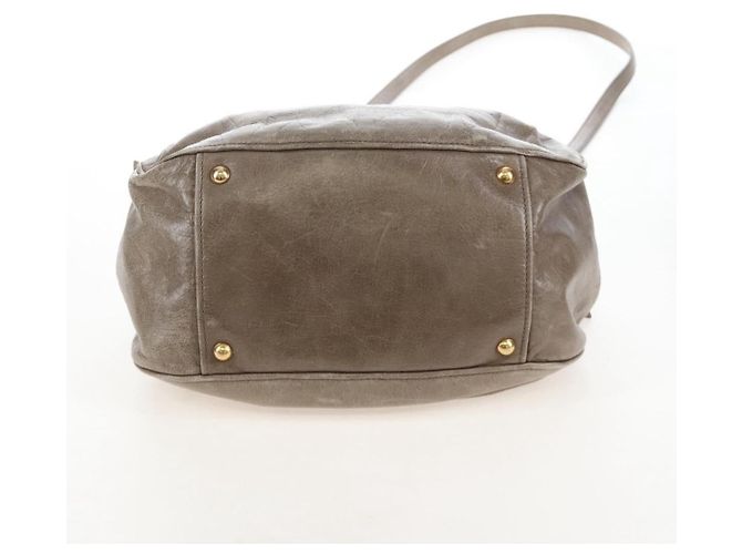 Borsa Miu Miu Vitellolux in pelle 2way marrone tono oro Auth 208116V - vista 13