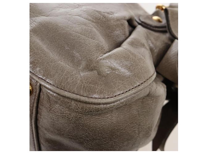 Borsa Miu Miu Vitellolux in pelle 2way marrone tono oro Auth 208116V - vista 17
