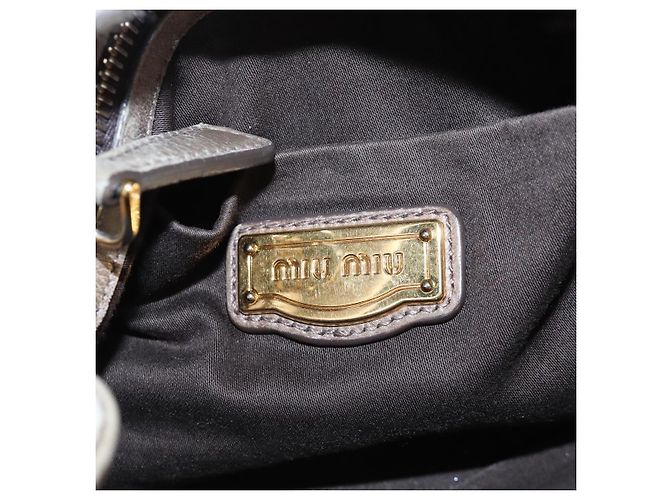 Borsa Miu Miu Vitellolux in pelle 2way marrone tono oro Auth 208116V - vista 19