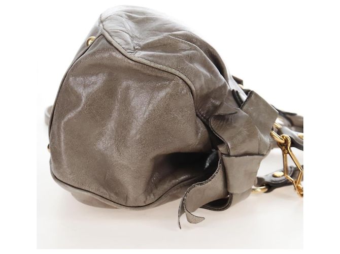 Borsa Miu Miu Vitellolux in pelle 2way marrone tono oro Auth 208116V - vista 5
