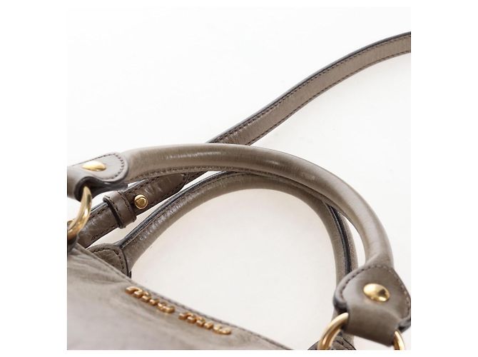 Borsa Miu Miu Vitellolux in pelle 2way marrone tono oro Auth 208116V - vista 8