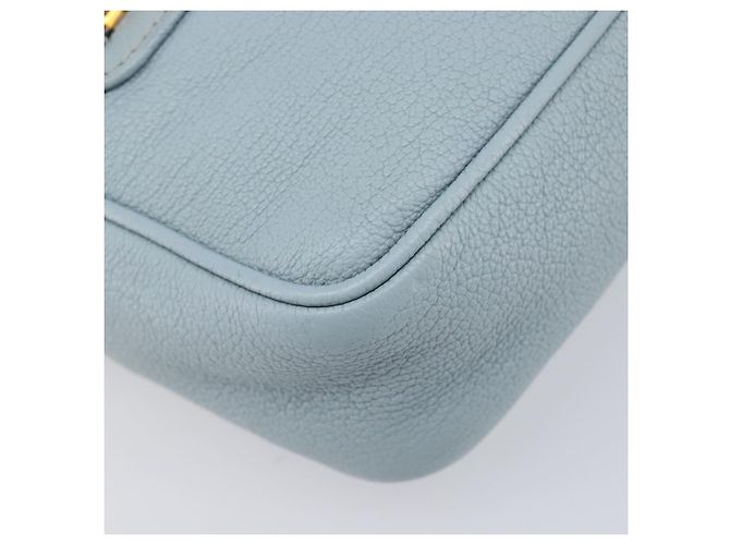 Borsa a tracolla Miu Miu Madras in pelle azzurro tono oro Auth 208156V - vista 13