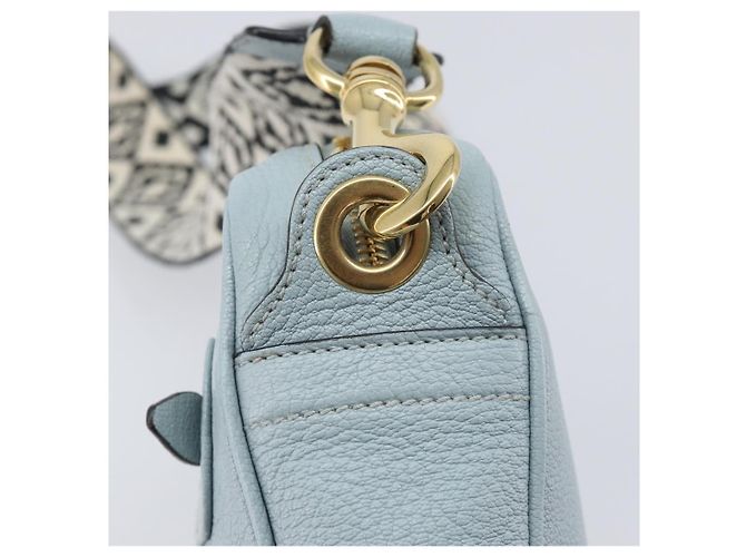 Borsa a tracolla Miu Miu Madras in pelle azzurro tono oro Auth 208156V - vista 16