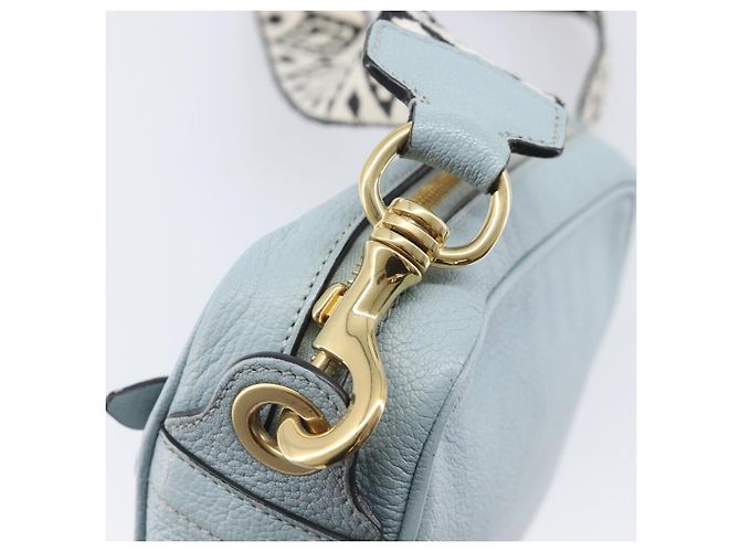 Borsa a tracolla Miu Miu Madras in pelle azzurro tono oro Auth 208156V - vista 17