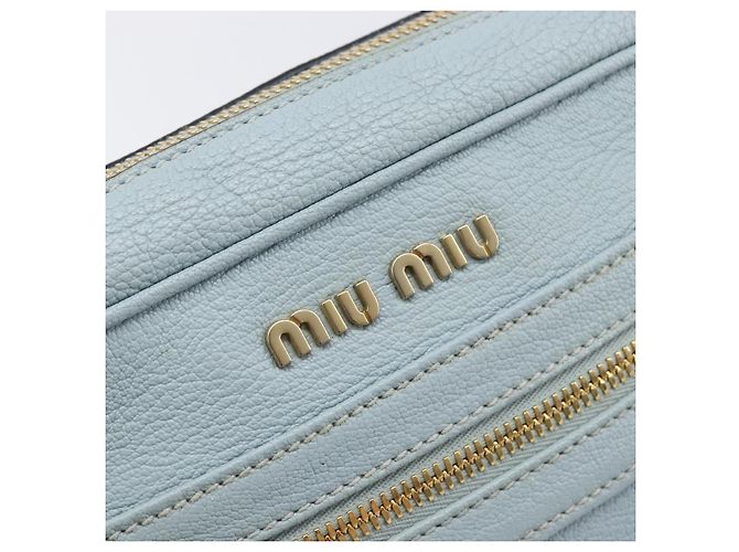 Borsa a tracolla Miu Miu Madras in pelle azzurro tono oro Auth 208156V - vista 18