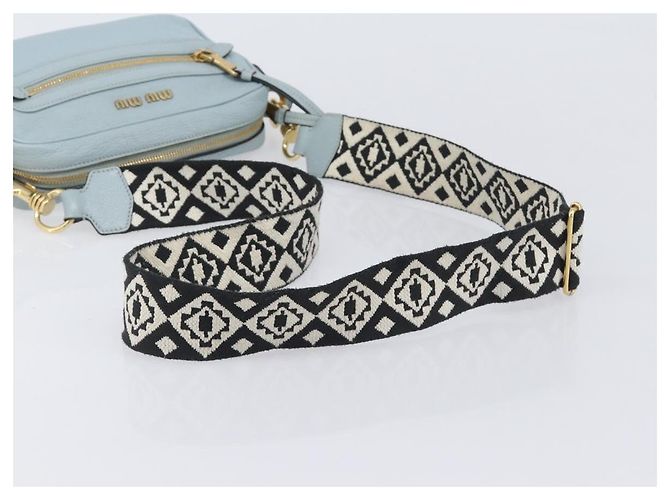 Borsa a tracolla Miu Miu Madras in pelle azzurro tono oro Auth 208156V - vista 7