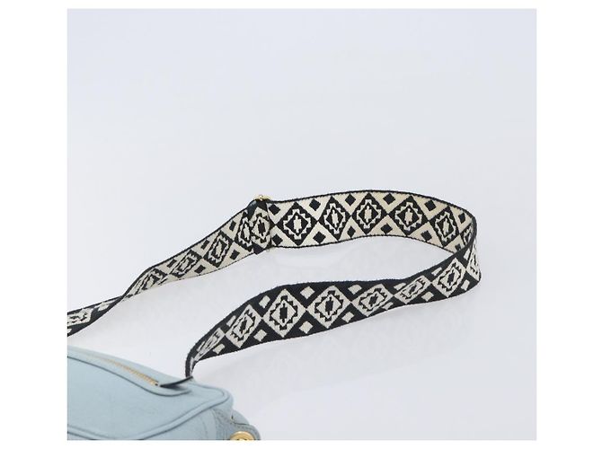 Borsa a tracolla Miu Miu Madras in pelle azzurro tono oro Auth 208156V - vista 8