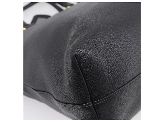 Borsa Tote PRADA in pelle 2way Nero Oro Auth yk21027V D'oro - vista 17