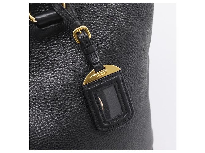 Borsa Tote PRADA in pelle 2way Nero Oro Auth yk21027V D'oro - vista 18