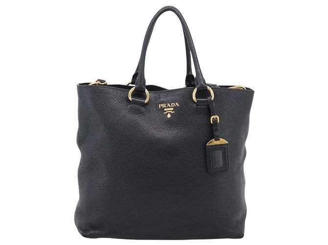 Borsa Tote PRADA in pelle 2way Nero Oro Auth yk21027V D'oro - vista 2