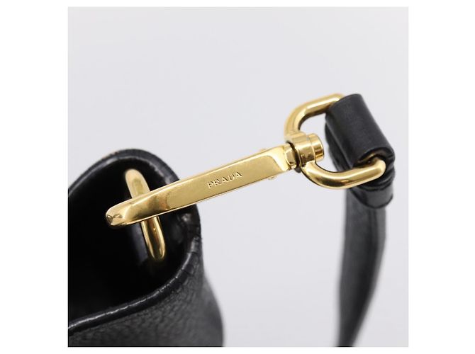 Borsa Tote PRADA in pelle 2way Nero Oro Auth yk21027V D'oro - vista 20
