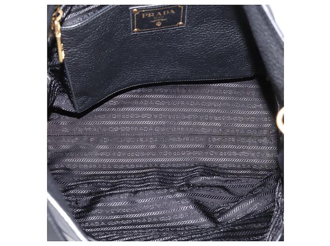 Borsa Tote PRADA in pelle 2way Nero Oro Auth yk21027V D'oro - vista 22