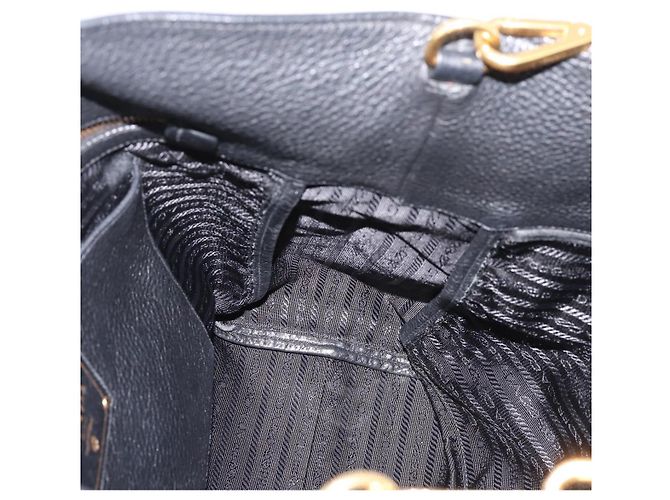 Borsa Tote PRADA in pelle 2way Nero Oro Auth yk21027V D'oro - vista 23