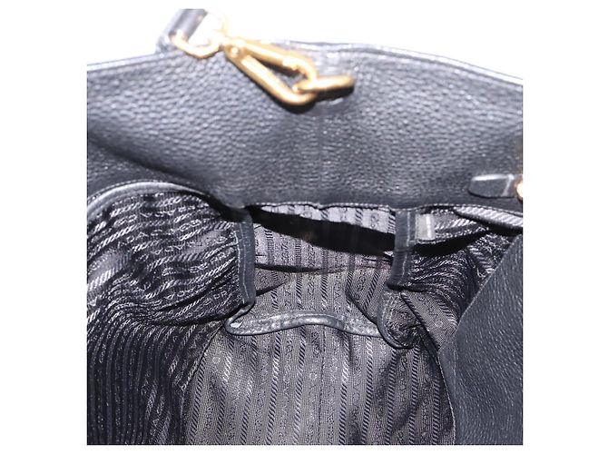 Borsa Tote PRADA in pelle 2way Nero Oro Auth yk21027V D'oro - vista 24