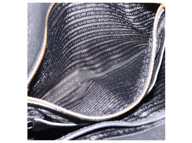 Borsa Tote PRADA in pelle 2way Nero Oro Auth yk21027V D'oro - vista 26